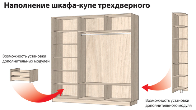 Шкаф-купе (1800*600*2400) корпус Дуб молочный/дверь ДСП (600) Дуб молочный (2 шт)+дверь Зеркало (600) ДИМИР Мебель