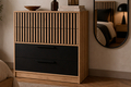 Вегас (комод 83,14 (дуб золотой/черный/ДВПО: белый/профиль: MASA DECOR черный)) ДИМИР Мебель
