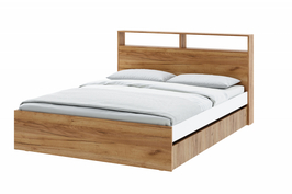 Ивис Кровать  КР-002 1,6*2,0 м (Корпус-Дуб крафт золотой К003/Фасад ЛДСП-Белый (Гладкий)) ДИМИР Мебель